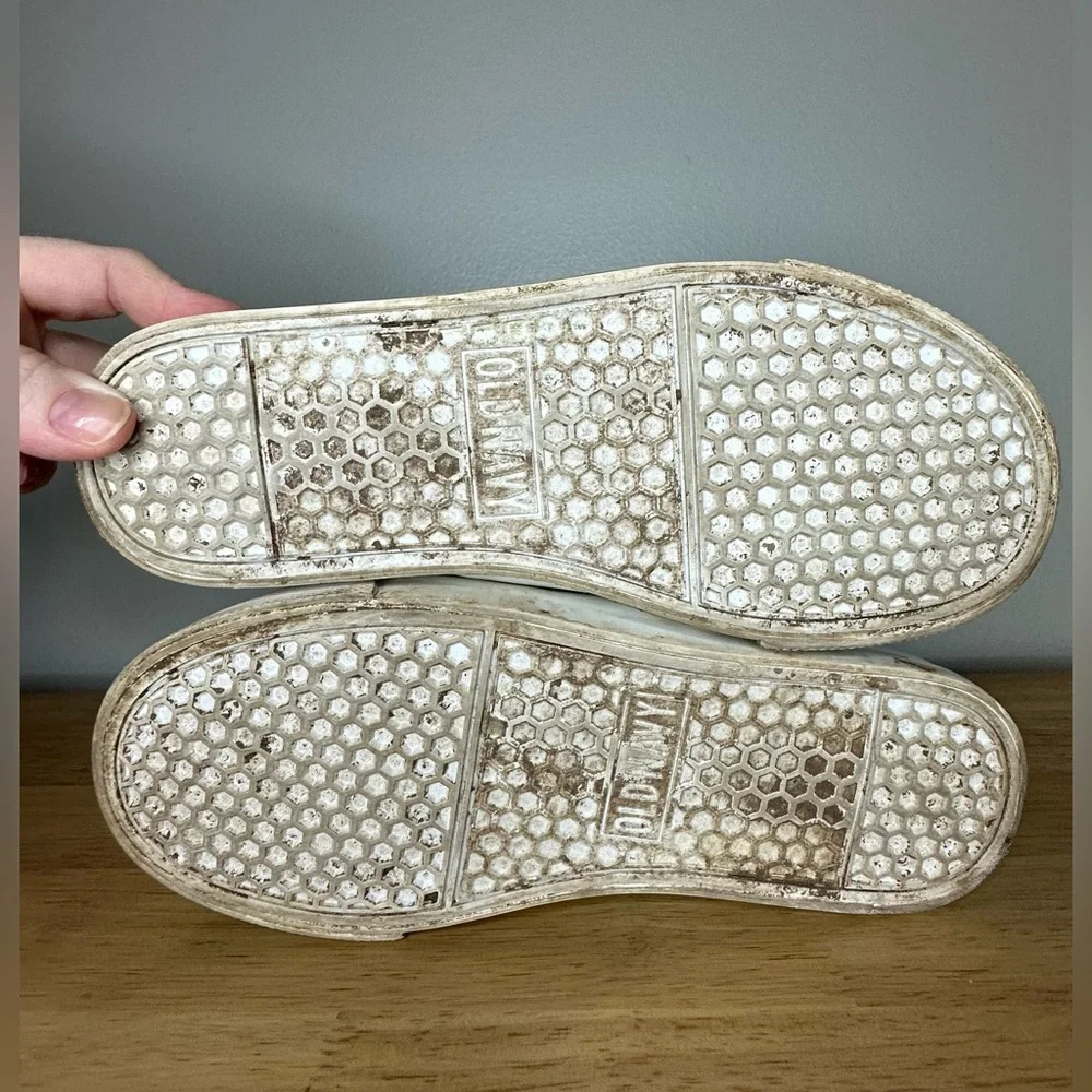 Old Navy Casual Slip On Canvas Shoe‎ Navy Gray Boys 4 Faux White Laces